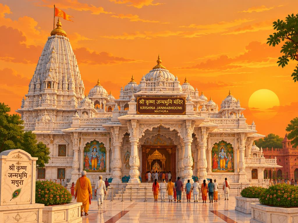 Krishna Janmabhoomi temple in Mathura at golden hour